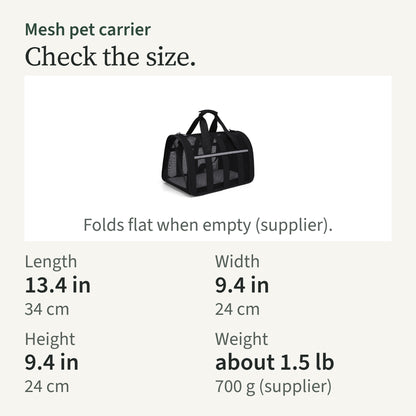 Size card: 13.4 by 9.4 by 9.4 in, about 700 g