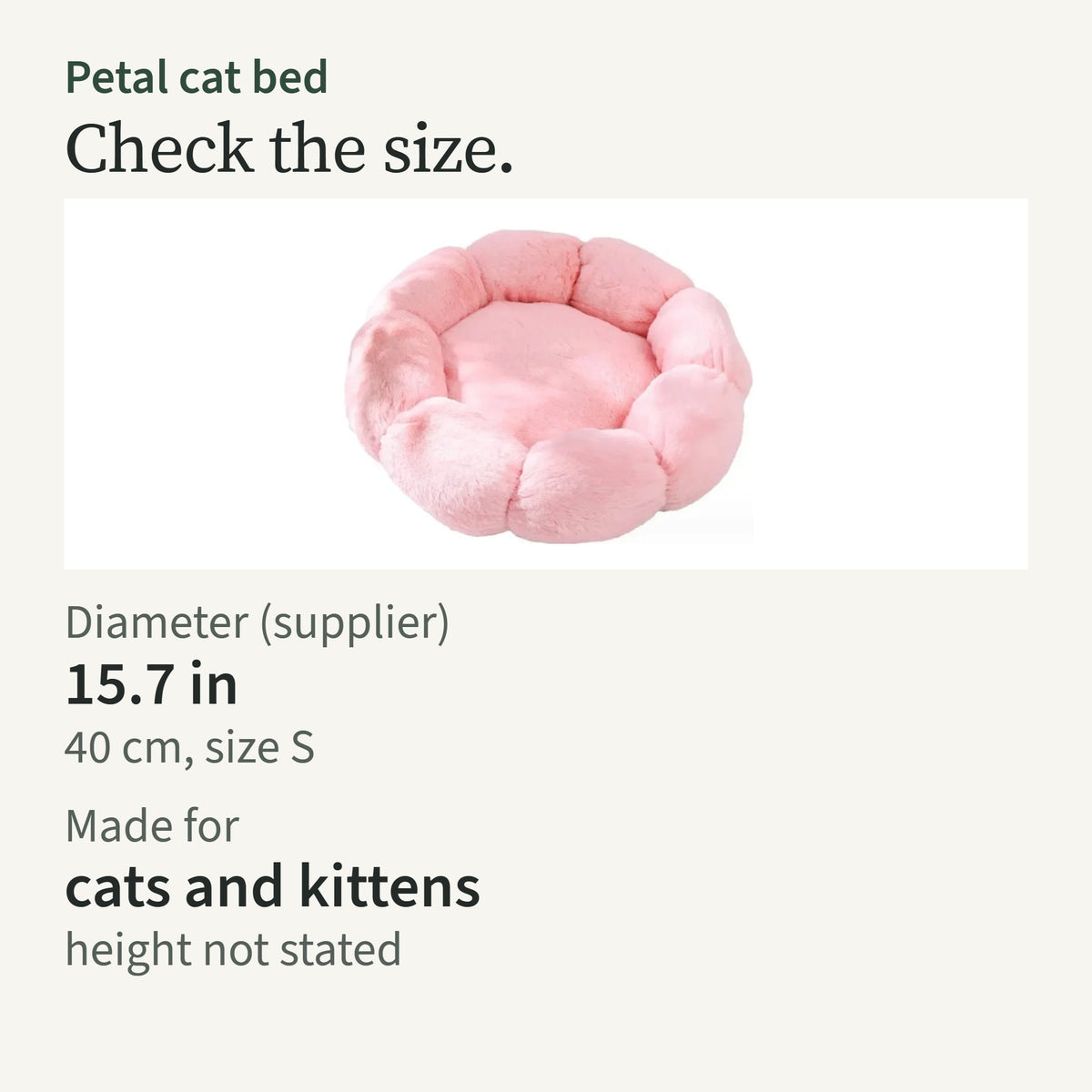 Size card: 40 cm (15.7 in) across, for cats and kittens