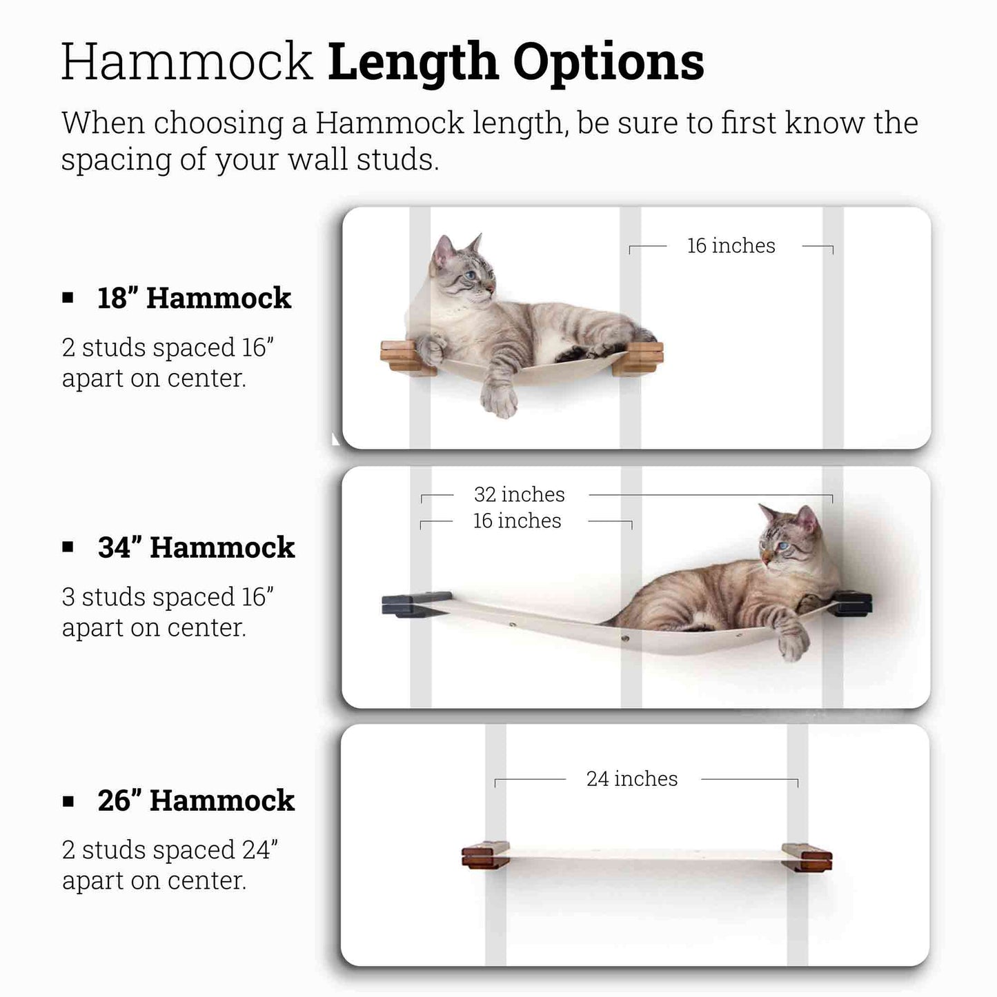 Wall-Mounted Cat Hammock Bed for Indoor Cats, Modular Hanging Lounge with Bamboo Mounting Planks, Stud-Mount Cat Wall Furniture for Napping & Climbing