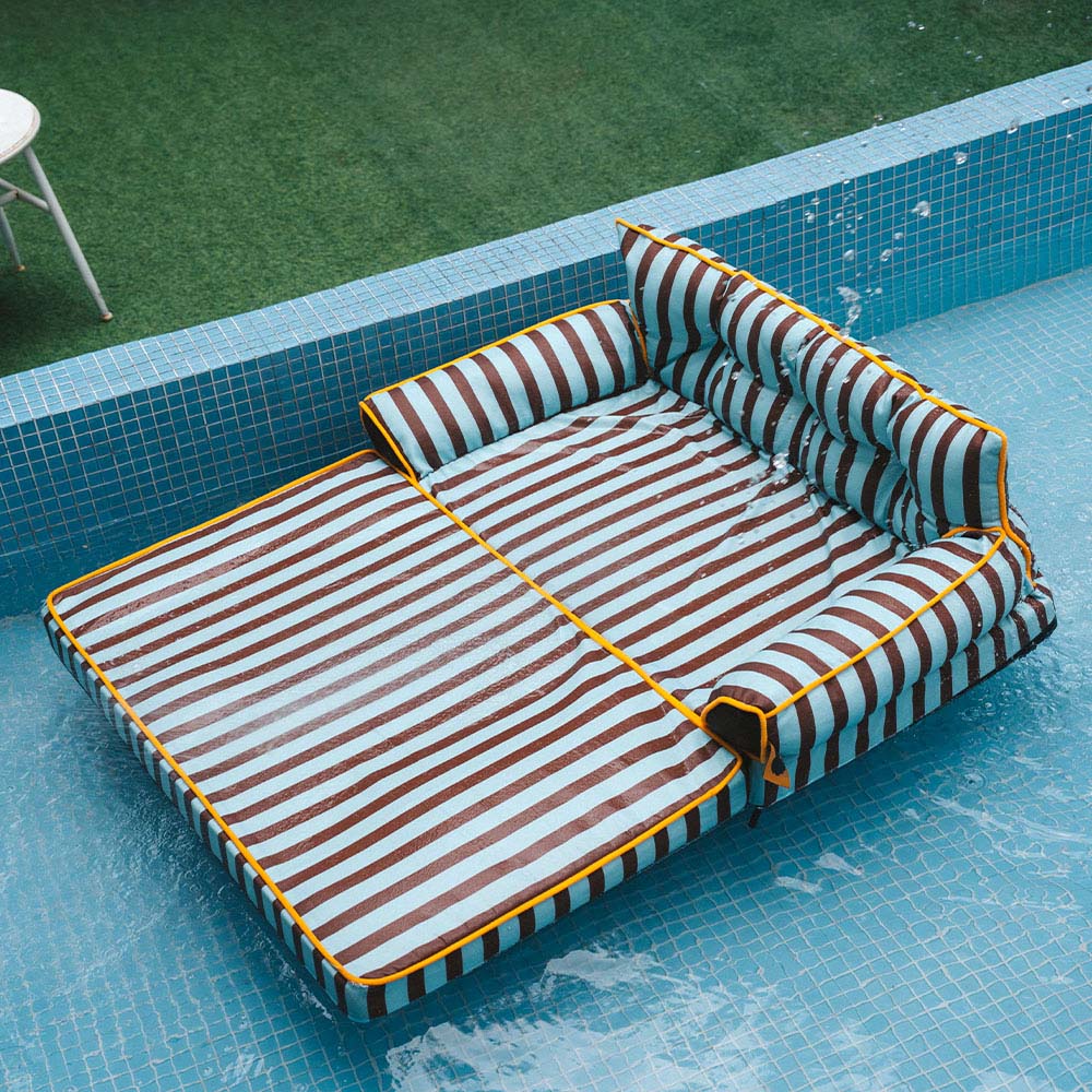 Striped Water-Repellent Dog Sofa Bed for Medium & Large Dogs, Foldable Bolster Pet Couch for Crates, Naps & Living Rooms, Soft Supportive Cushion